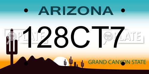 128CT7 Arizona License Plate