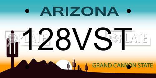 128VST Arizona License Plate