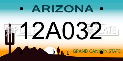 12A032 Arizona License Plate
