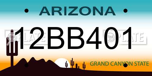 12BB401 Arizona License Plate