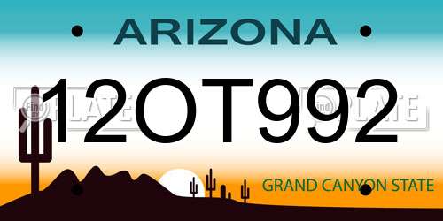 12OT992 Arizona License Plate