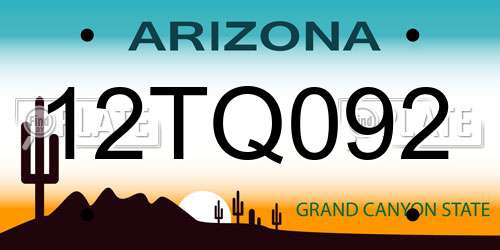 12TQ092 Arizona License Plate
