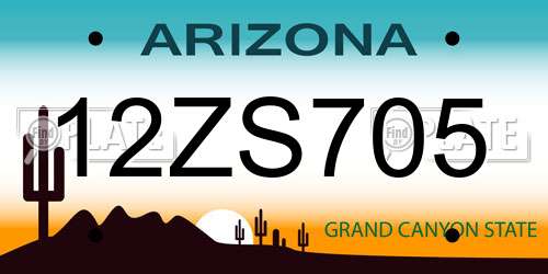 12ZS705 Arizona License Plate