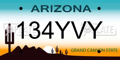 134YVY Arizona License Plate