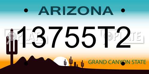 13755T2 Arizona License Plate