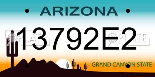 13792E2 Arizona License Plate