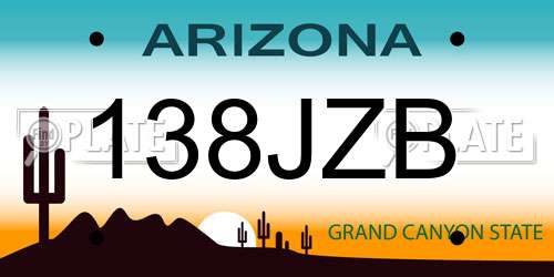 138JZB Arizona License Plate