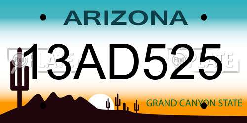 13AD525 Arizona License Plate