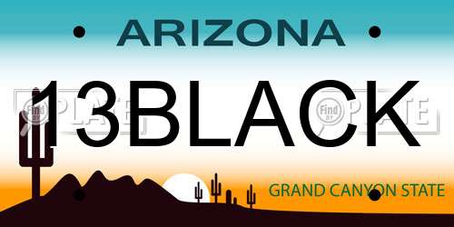 13BLACK Arizona License Plate