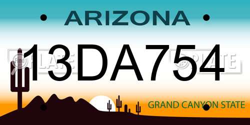 13DA754 Arizona License Plate