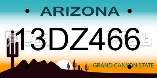 13DZ466 Arizona License Plate