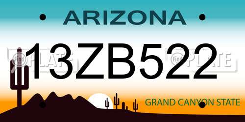 13ZB522 Arizona License Plate