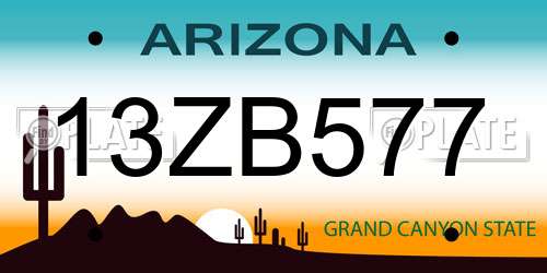 13ZB577 Arizona License Plate