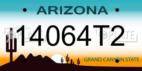 14064T2 Arizona License Plate