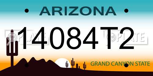 14084T2 Arizona License Plate