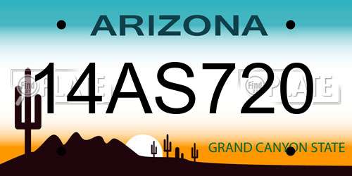 14AS720 Arizona License Plate