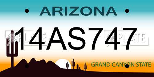14AS747 Arizona License Plate