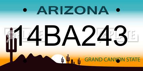 14BA243 Arizona License Plate