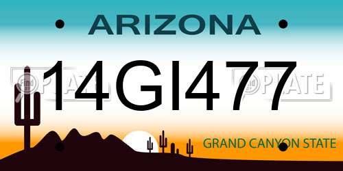 14GI477 Arizona License Plate