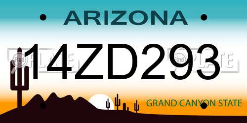 14ZD293 Arizona License Plate