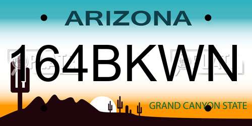 164BKWN Arizona License Plate