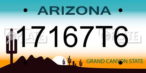 17167T6 Arizona License Plate