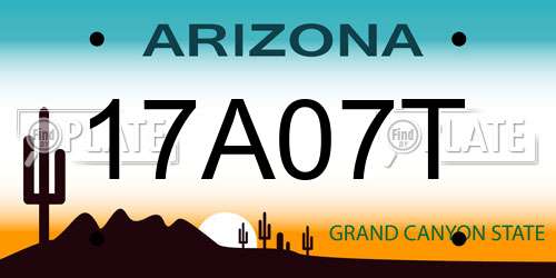 17A07T Arizona License Plate