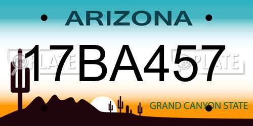 17BA457 Arizona License Plate