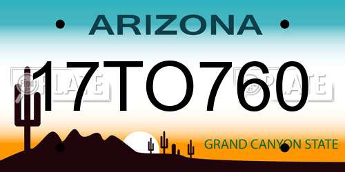 17TO760 Arizona License Plate