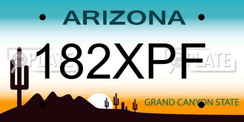 182XPF Arizona License Plate