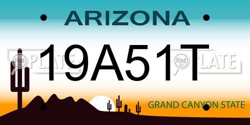 19A51T Arizona License Plate