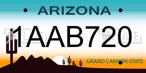 1AAB720 Arizona License Plate