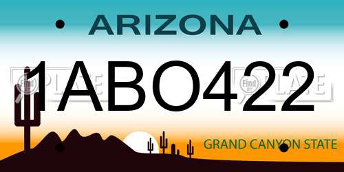 1ABO422 Arizona License Plate