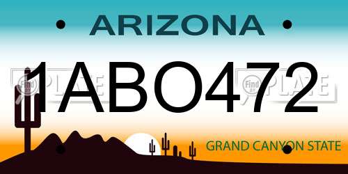 1ABO472 Arizona License Plate