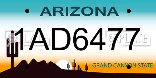 1AD6477 Arizona License Plate