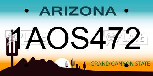 1AOS472 Arizona License Plate