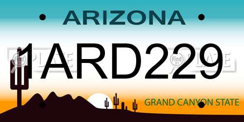 1ARD229 Arizona License Plate