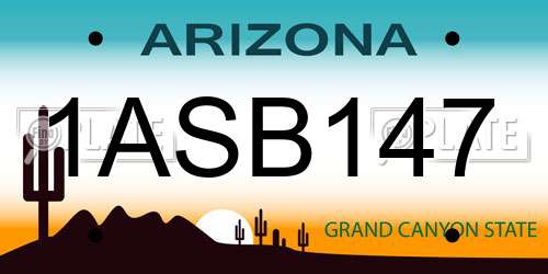 1ASB147 Arizona License Plate