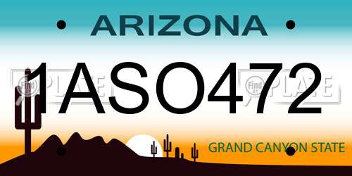 1ASO472 Arizona License Plate