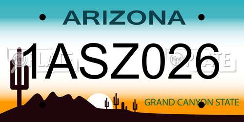 1ASZ026 Arizona License Plate