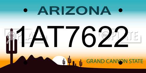 1AT7622 Arizona License Plate
