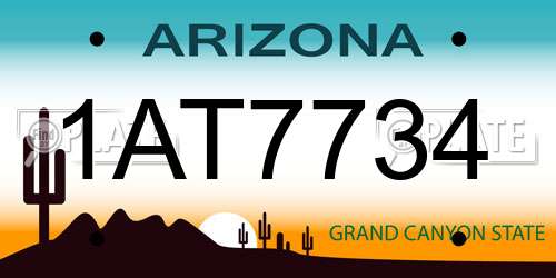 1AT7734 Arizona License Plate