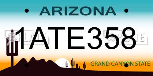 1ATE358 Arizona License Plate