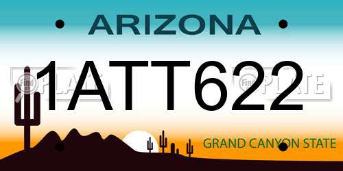 1ATT622 Arizona License Plate