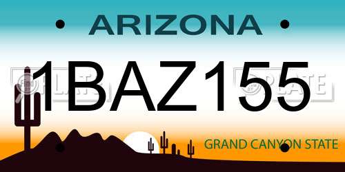 1BAZ155 Arizona License Plate
