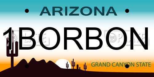 1BORBON Arizona License Plate