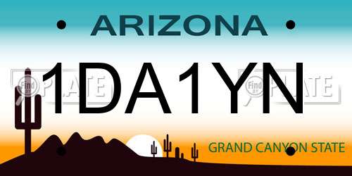 1DA1YN Arizona License Plate
