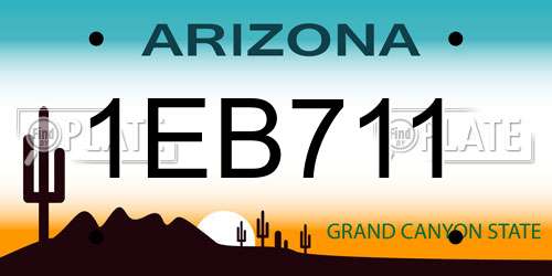 1EB711 Arizona License Plate