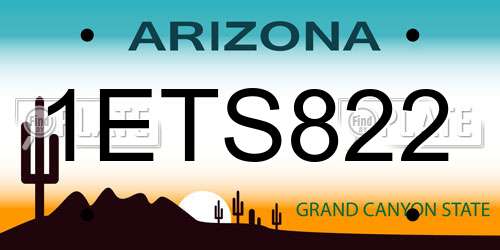1ETS822 Arizona License Plate