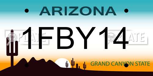 1FBY14 Arizona License Plate